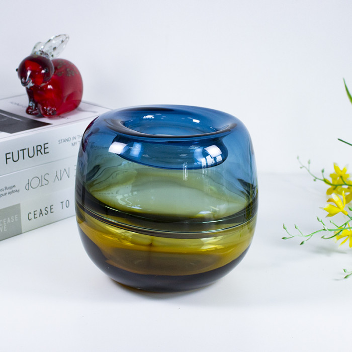 Wholesale luxury modern colored glass flower vases for home decor