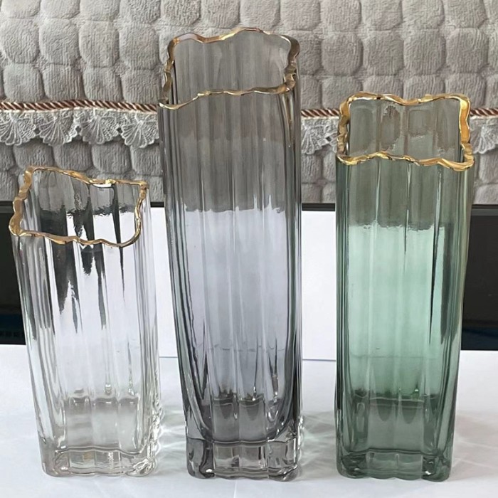 Modern blown flower glass vases wedding centerpiece clear for home decor(10 pcs)