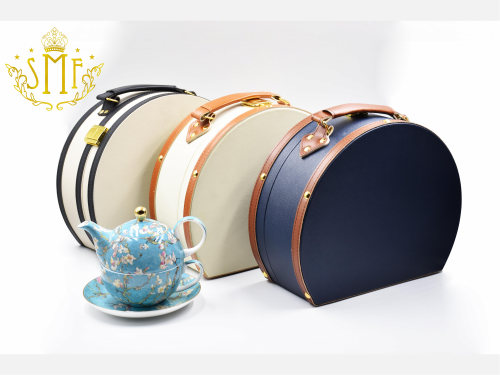 Retail Fine Bone China Tea Pot Set Coffee Set with Floral Real Gold 3D Embossed Van Gogh Apricot Blossom Design Gift Set with Leather Portable Gift box Package