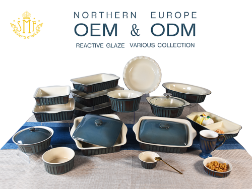 China Factory Price Ceramic Bakewares Dinner Sets Durable Stoneware Tableware Set 36 Pieces Reactive Glazed Dinnerware set for Banquet and Party