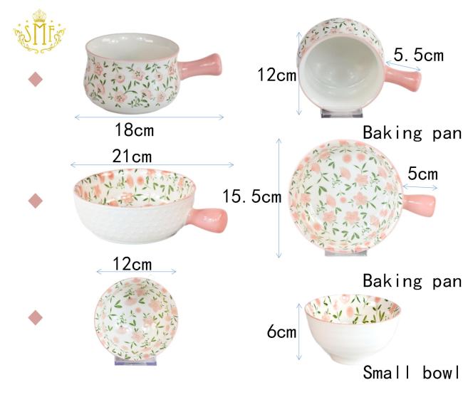 Customized Fresh Floral Design Pad Printing Tableware Dinner set Bowls Plates for Kids Lead Free Cadium Free Eco Friendly Stoneware Dining Dinnerware for Home and School Children