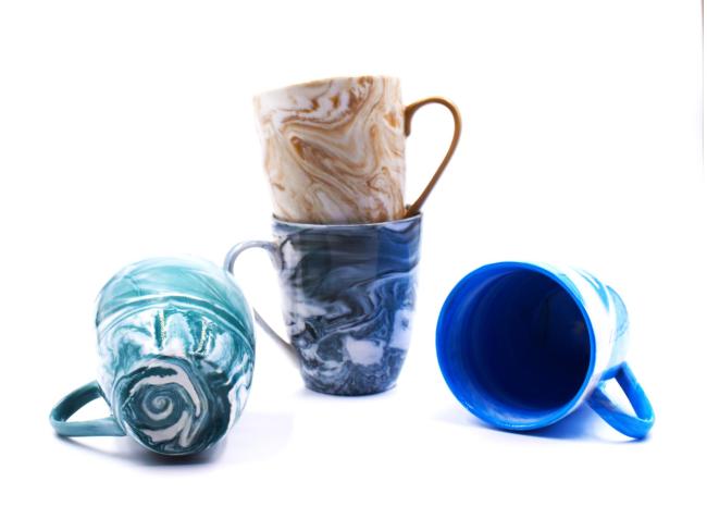Ceramic new Bone China Mug with Marble Design Reactive Glazed Drinking Mugs Customized Color