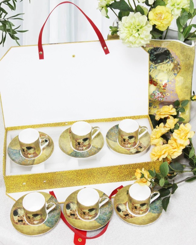 Ceramic Espresso Cup Milk Tea Mug Kremlin Style 6 Piece High Grade Cups Saucers With Handle Office Novelty Gift Home Decoration