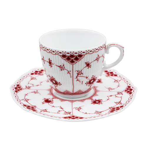Retail High Class Traditional Qinghua Porcelain Espresso Cup 5 oz and Saucer Set Red and Blue Color for option with Customization Service Underglazed Decal Design Craft LFGB/FDA Pass