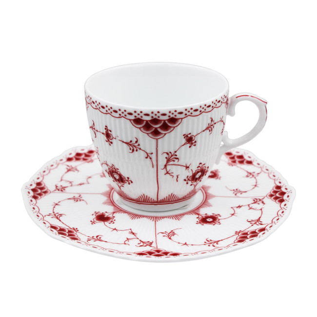 Retail High Class Traditional Qinghua Porcelain Espresso Cup 5 oz and Saucer Set Red and Blue Color for option with Customization Service Underglazed Decal Design Craft LFGB/FDA Pass