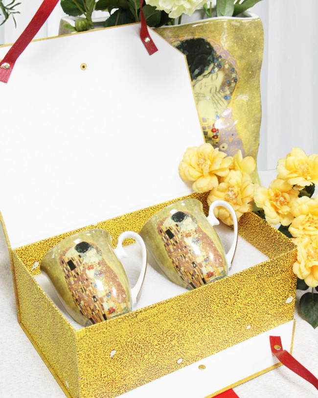 Kremlin design style ceramic cup drinkware mugs 2 pieces of gift box fine bone china coffee milk cups