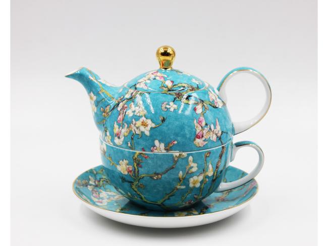 European Style Leisure High Tea Teapot Table Cream Tea Tableware Set Tea Pot with Cup and Saucer 3 in 1 Tea set by Fine Bone China with Floral Embossed Gold Decoration Safe Food class