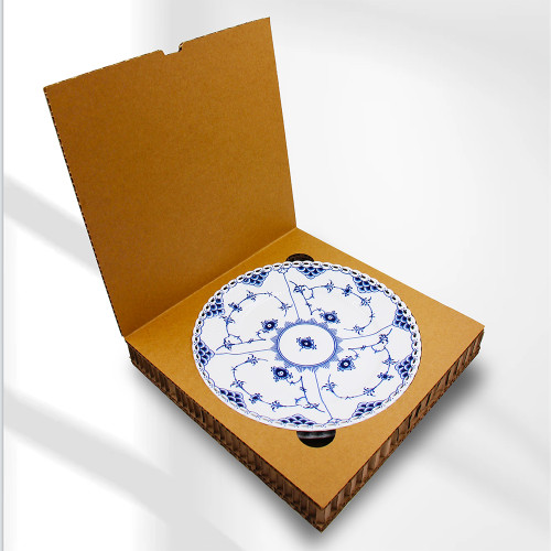 White-Blue Porcelain 10.75 inch Dining Plate with Traditional Tang Grass Design Underglazed Decal Craft with Safe Protective Honeycomb Style Raw Cardboard Mailing Box Package 2pcs Per Set