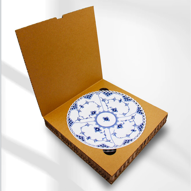 White-Blue Porcelain 10.75 inch Dining Plate with Traditional Tang Grass Design Underglazed Decal Craft with Safe Protective Honeycomb Style Raw Cardboard Mailing Box Package 2pcs Per Set