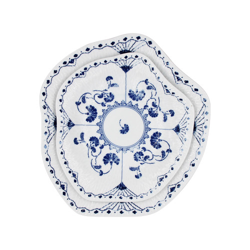 Art Irregular Shape Porcelain Dining Plate with Ginkgo Leaves Design Blue-White Shallow Dish Underglazed Decal Ceramic Platter with Qinghua Ceramics Tray LFGB FDA Pass Food Safe