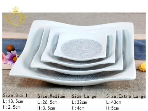 Vintage Irregular Shapes Snow Flake Design Porcelain Bowls and Plates by Reactive Isolated glazed craft