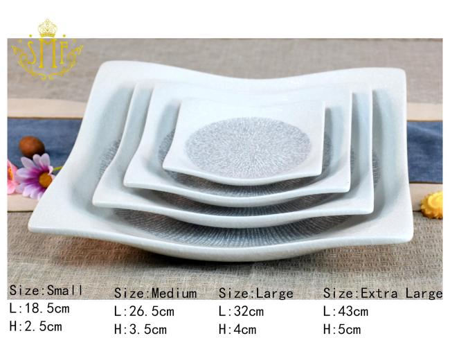 Vintage Irregular Shapes Snow Flake Design Porcelain Bowls and Plates by Reactive Isolated glazed craft