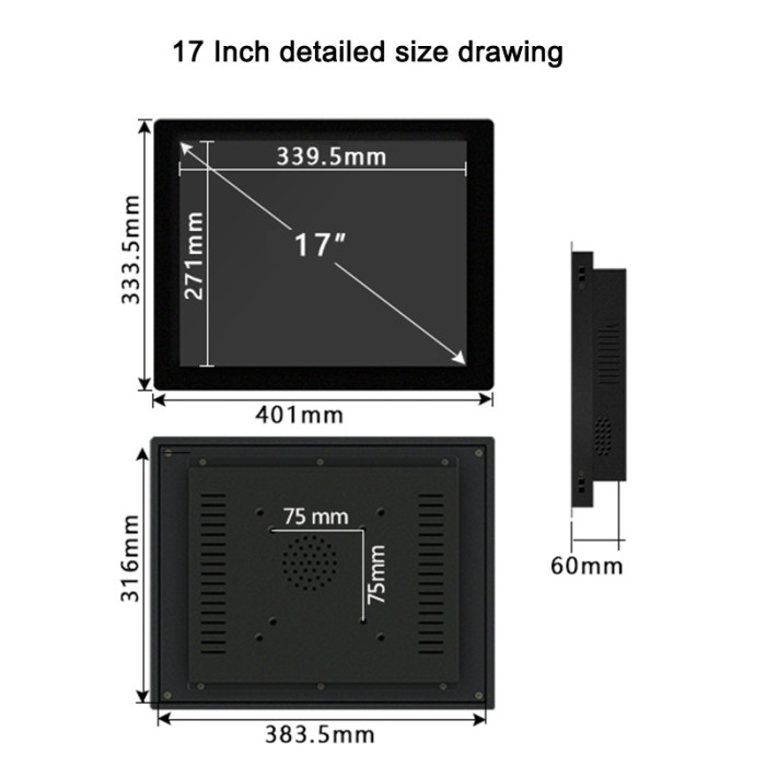 17 Inch Industrial monitor, Buckle Embedded,Resolution 1280*1024