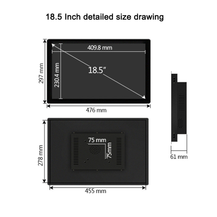 18.5 Inch Industrial monitor, Buckle Embedded,Resolution 1366x768