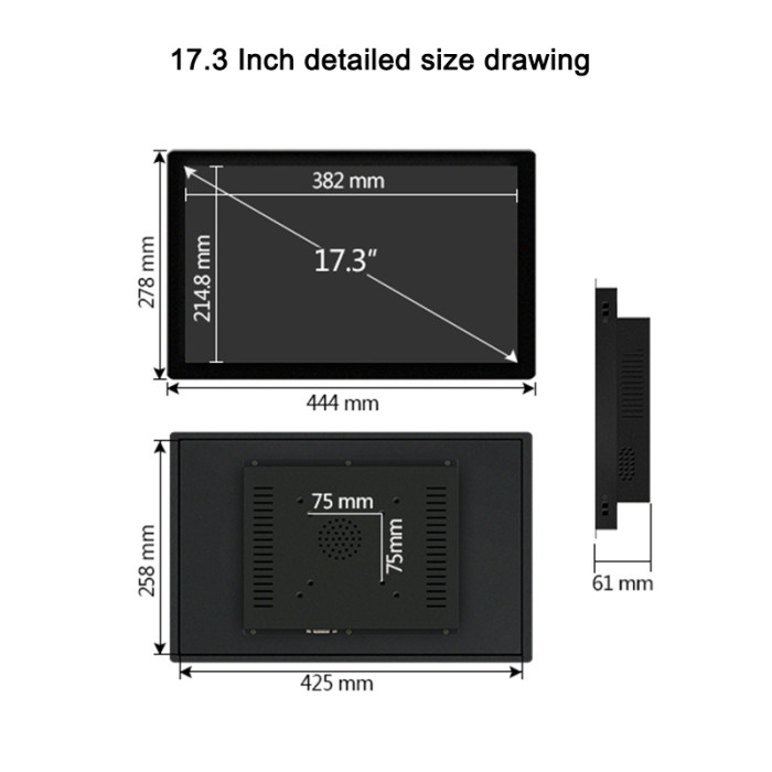 17.3 Inch Industrial monitor, Buckle Embedded,Resolution 1366x768