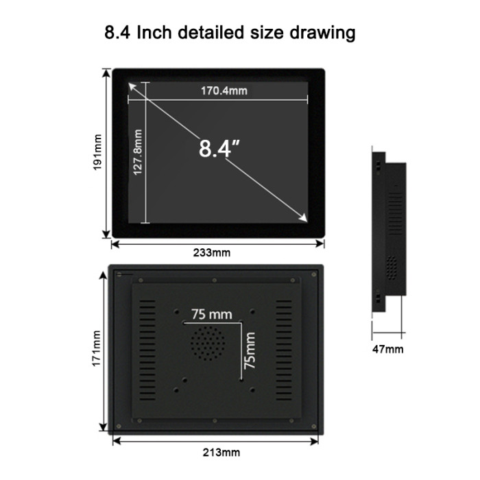 8.4 Inch Industrial monitor, Buckle Embedded,Resolution 800x600