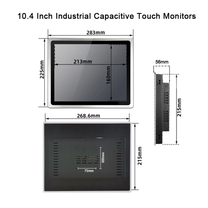 10.4 Inch industrial monitor, Waterproof front panel, Capacitive touch，Resolution 1024x768