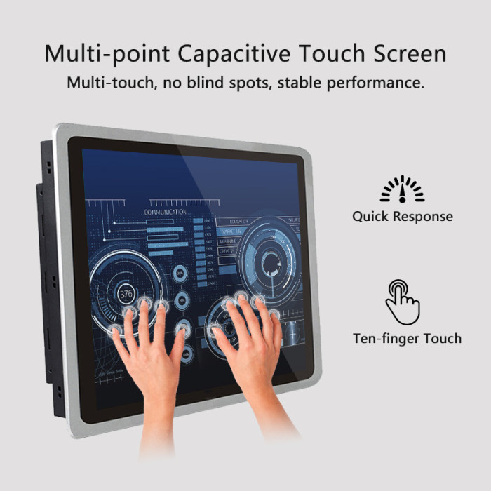 17 Inch industrial monitor, Waterproof front panel, Capacitive touch，Resolution 1280x1024