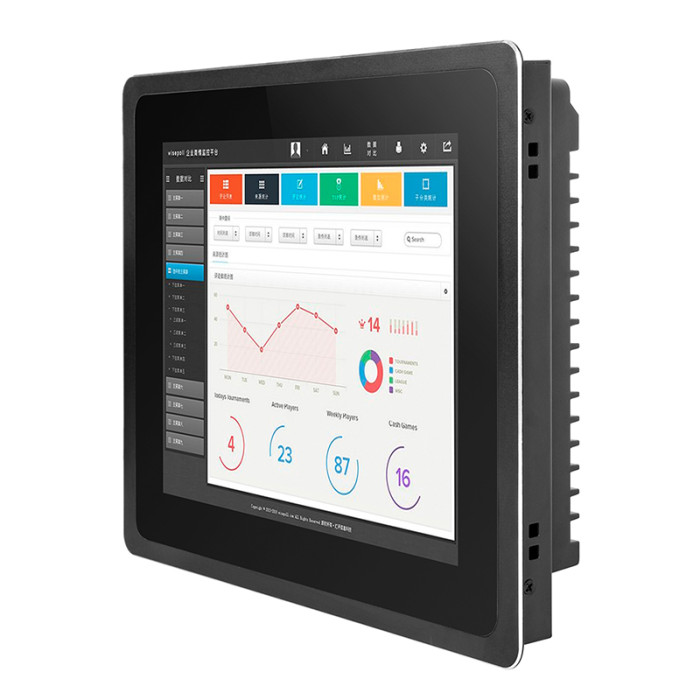 19 Inch fully enclosed industrial monitor, Front panel waterproof, Resistive/Capacitive touch, Resolution 1280x1024