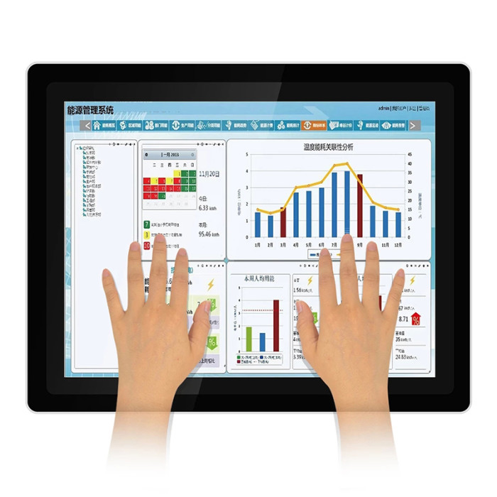 17 Inch fully enclosed industrial monitor, Front panel waterproof, Resistive/Capacitive touch, Resolution 1280x1024