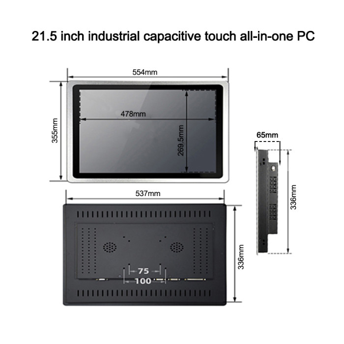 21.5 Inch industrial touch computer all-in-one pc panel capacitive touch screen WiFi RS232 COM 1920x1080