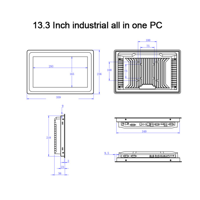 13.3 Inch industrial all in one computer touch mini tablet pc panel capacitive touch screen wifi com for win10 pro 1366x768