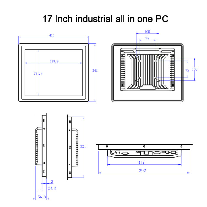 17 Inch Industrial control computer industrial all in one pc with capacitive touch screen built in wireless WiFi 1280x1024