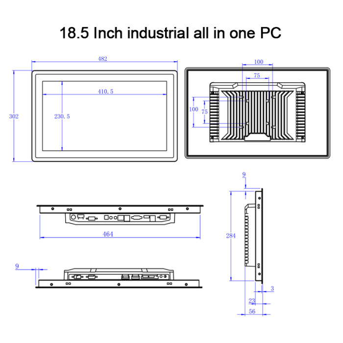 18.5 Inch industrial touch computer with resistive touch screen all in one pc panel built in wireless WiFi RS232 com 1366x768