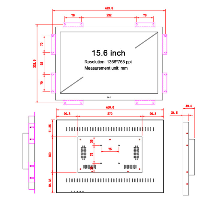 19 Inch industrial computer all-in-one pc panel with resistive touch screen wifi for win10 pro 1366x768