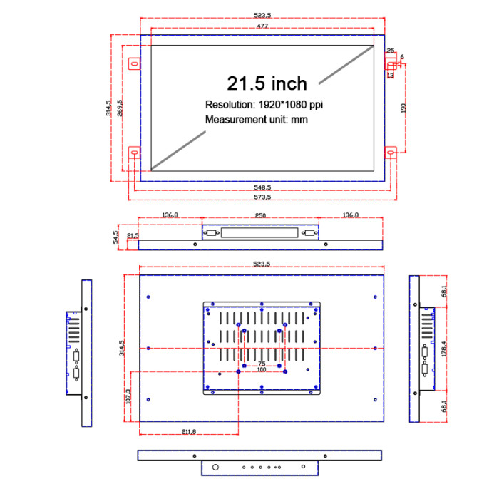 21.5 Inch industrial all-in-one pc mini tablet computer with resistive touch screen panel pc built-in wifi for win10 pro 1920x1080