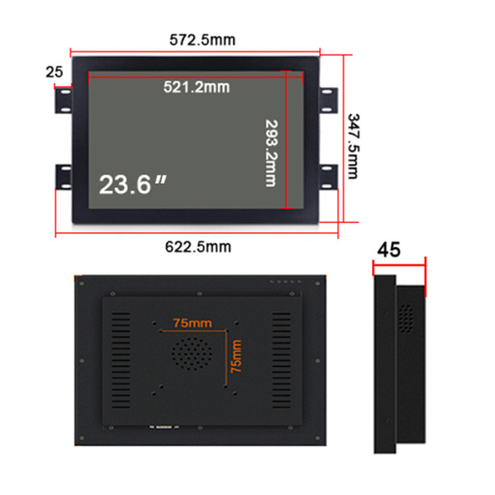 23.6 Inch ear-mounted industrial all-in-one computer, Resistive touch, Resolution 1920x1080