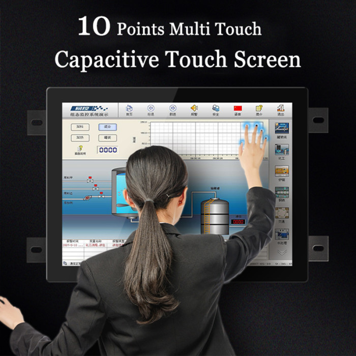 21.5 Inch ear-mounted industrial monitor, Capacitive touch, Waterproof front panel, Resolution: 1920*1080