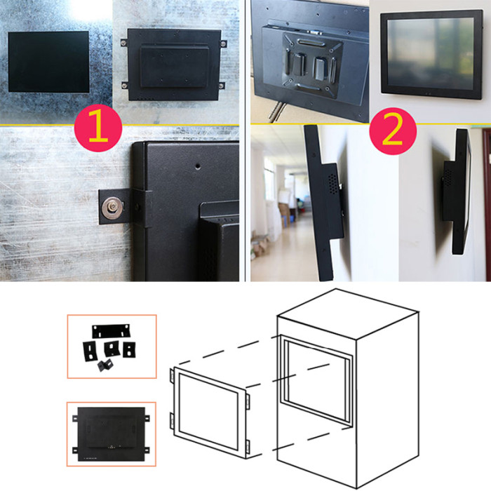 15.6 Inch ear-mounted industrial monitor, Capacitive touch, Waterproof front panel, Resolution: 1366*768