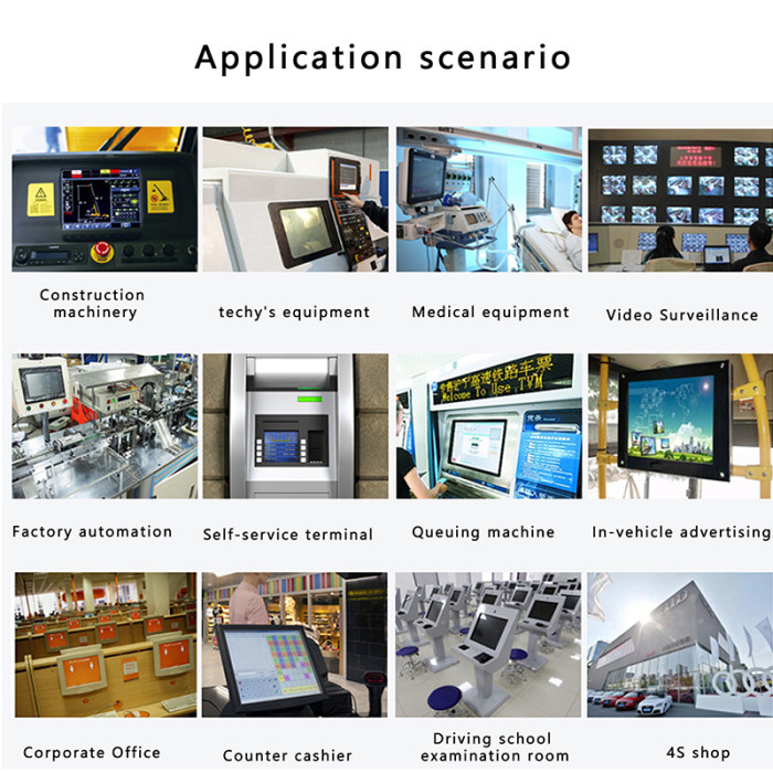 15 Inch ear-mounted industrial monitor, Capacitive touch, Waterproof front panel, Resolution: 1024*768