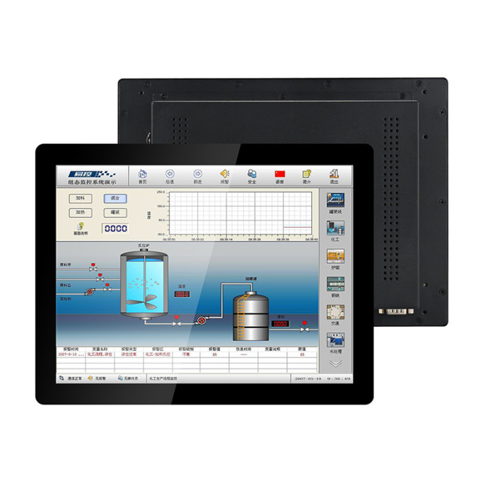 15 Inch ear-mounted industrial monitor, Capacitive touch, Waterproof front panel, Resolution: 1024*768