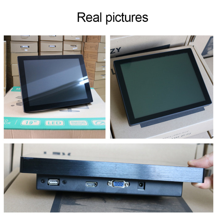 17 Inch ear-mounted industrial monitor, Capacitive touch, Waterproof front panel, Resolution: 1280*1024