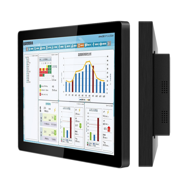 15 Inch ear-mounted industrial monitor, Capacitive touch, Waterproof front panel, Resolution: 1024*768