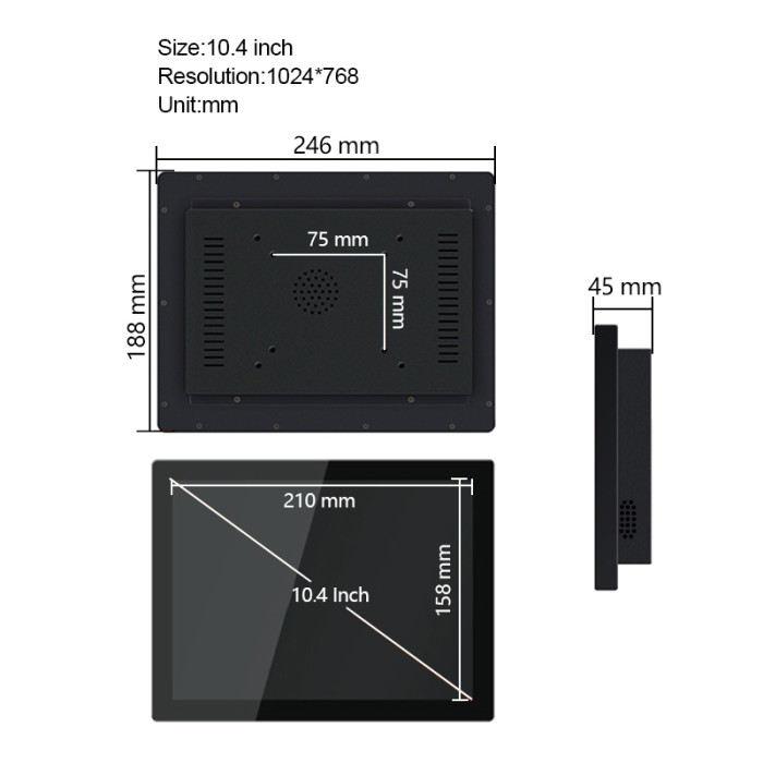 10.4 Inch industrial touch all-in-one PC with Capacitive touch screen computer panel pc built-in wifi 1024x768