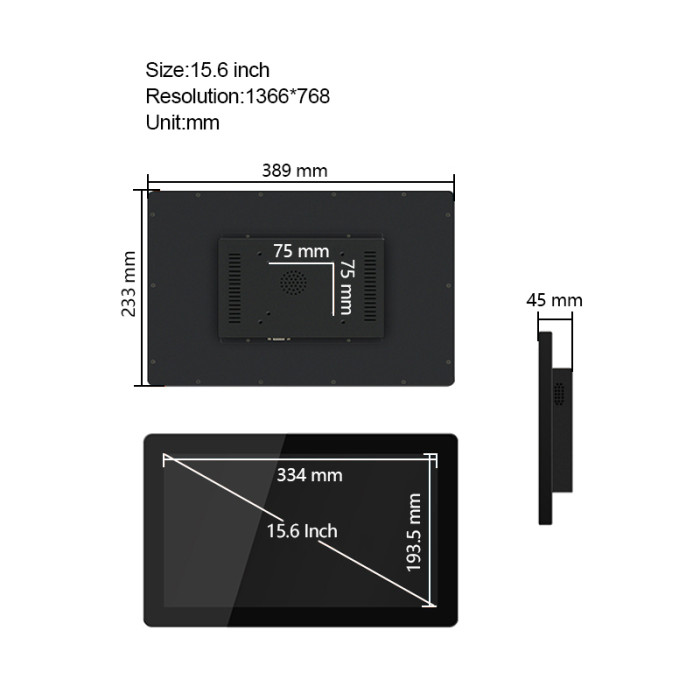 15.6 Inch industrial computer all-in-one PC with capacitive touch screen mini tablet pc wifi com win10 pro 1366x768