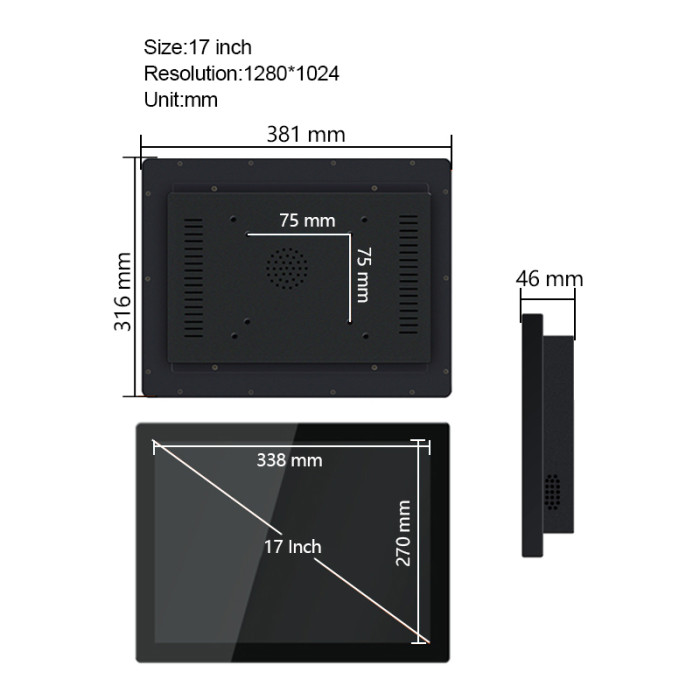 17 Inch industrial computer all-in-one PC with Capacitive touch screen built in wireless wifi RS232 com 1280x1024