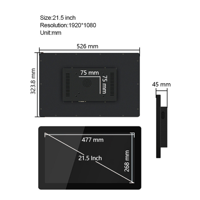 21.5 Inch industrial panel pc all-in-one computer with capacitive touch screen mini tablet pc built in wireless wifi for win10 pro 1920x1080