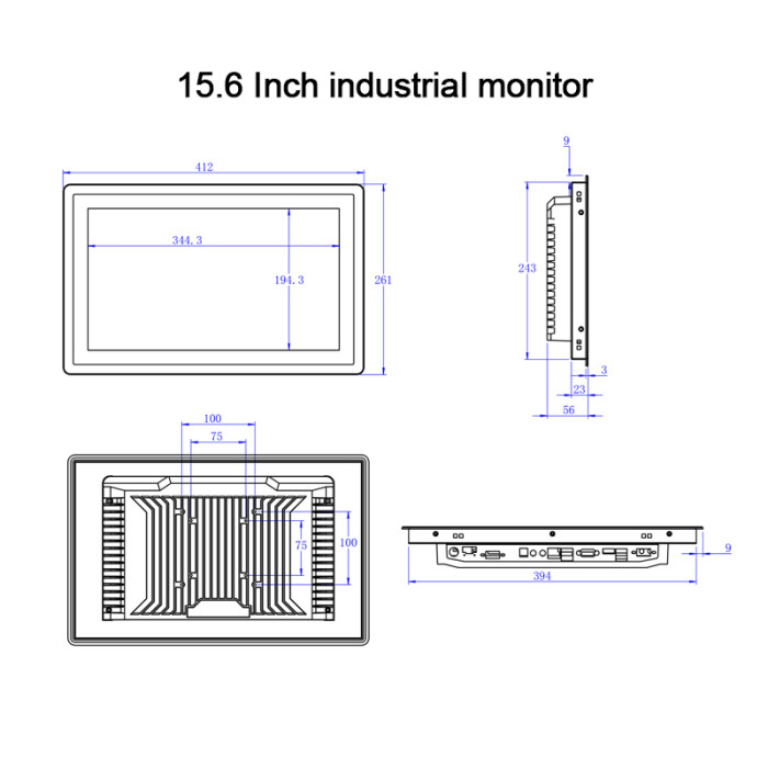 15.6 Inch fully enclosed industrial monitor, Capacitive touch, Resolution 1366x768,This link is a link without shipping, you need to contact us to place an order, thank you.