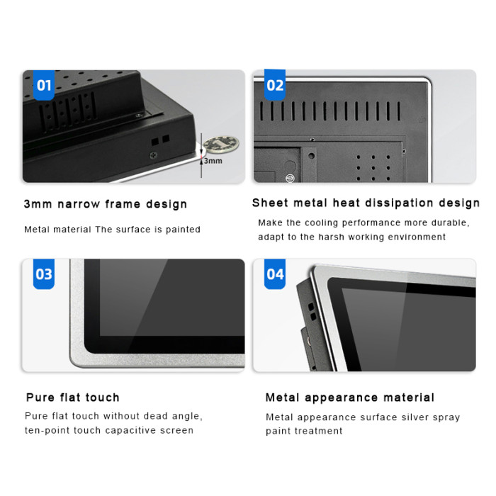 10.1 Inch buckle embedded industrial all-in-one computer, Capacitive touch, Waterproof front panel, Resolution 1366x768