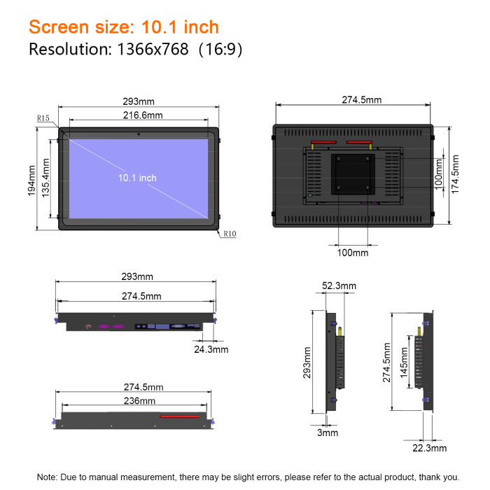 8.4 Inch embedded industrial all-in-one computer Capacitive touch screen Waterproof front panel Resolution 800x600