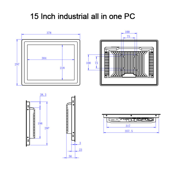 15 inch Customized style all-in-one computer/capacitive touch monitor,Win10 Pro 1024*768