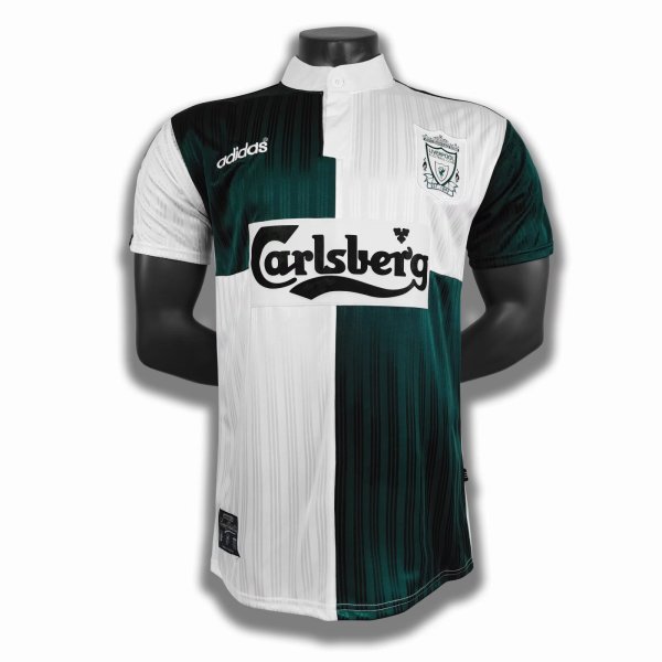 Retro 1995 Liverpool   Green and  White  soccer Jersey  Thai  Qaulity