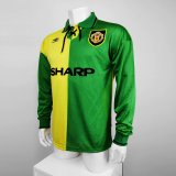 Retro 1992  Man United  Green and  Yellow long sleeve  soccer Jersey  Thai  Qaulity