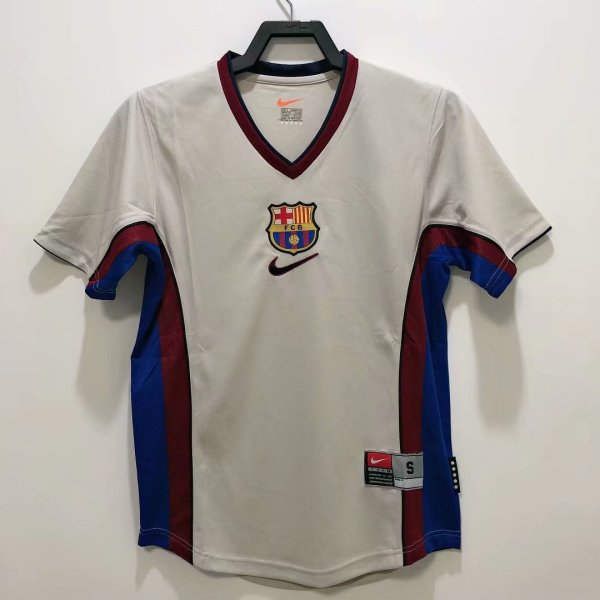 Retro 99/00  Barcelona  Away Gray soccer Jersey