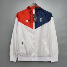 20/21 PSG  White Red Blue Windbreaker With Cap Thai Quality