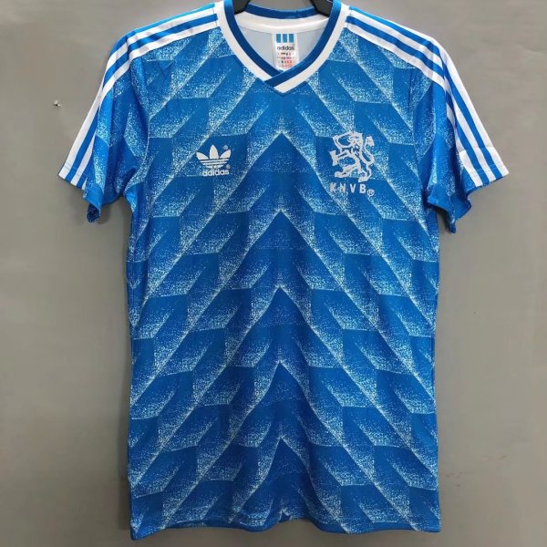 Retro 1988 Netherlands Away Blue Fans Version  Soccer Jersey